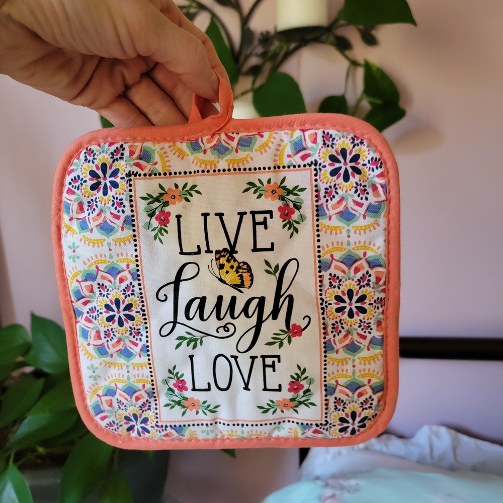 Colorful Live Laugh Love Pot Holder
